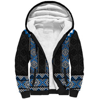 Blue Taniko Aotearoa Sherpa Hoodie Niho Taniwha Mix Poutama LT14 Unisex Blue - Polynesian Pride