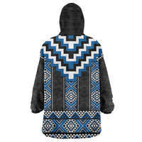 Blue Taniko Aotearoa Wearable Blanket Hoodie Niho Taniwha Mix Poutama LT14 - Polynesian Pride