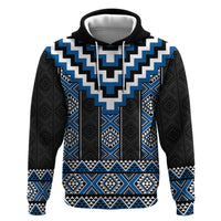 Blue Taniko Aotearoa Zip Hoodie Niho Taniwha Mix Poutama LT14