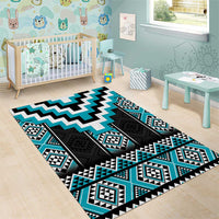 Turquoise Taniko Pattern Aotearoa Area Rug Niho Taniwha Mix Poutama