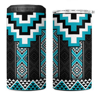 Turquoise Taniko Pattern Aotearoa 4 in 1 Can Cooler Tumbler Niho Taniwha Mix Poutama LT14 One Size: 16 oz Turquoise - Polynesian Pride