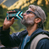 Turquoise Taniko Pattern Aotearoa 4 in 1 Can Cooler Tumbler Niho Taniwha Mix Poutama LT14 - Polynesian Pride