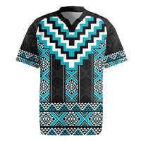 Turquoise Taniko Pattern Aotearoa Rugby Jersey Niho Taniwha Mix Poutama LT14 Turquoise - Polynesian Pride