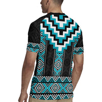 Turquoise Taniko Pattern Aotearoa Rugby Jersey Niho Taniwha Mix Poutama LT14 - Polynesian Pride