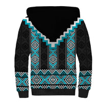 Turquoise Taniko Pattern Aotearoa Sherpa Hoodie Niho Taniwha Mix Poutama LT14 - Polynesian Pride