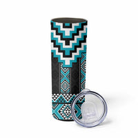 Turquoise Taniko Pattern Aotearoa Skinny Tumbler Niho Taniwha Mix Poutama LT14