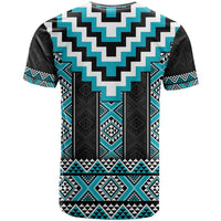 Turquoise Taniko Pattern Aotearoa T Shirt Niho Taniwha Mix Poutama LT14