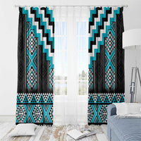 Turquoise Taniko Pattern Aotearoa Window Curtain Niho Taniwha Mix Poutama LT14 - Polynesian Pride