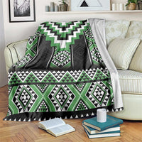 Green Taniko Pattern Aotearoa Blanket Niho Taniwha Mix Poutama LT14 Green - Polynesian Pride