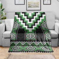 Green Taniko Pattern Aotearoa Blanket Niho Taniwha Mix Poutama LT14 - Polynesian Pride