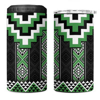 Green Taniko Pattern Aotearoa 4 in 1 Can Cooler Tumbler Niho Taniwha Mix Poutama LT14 One Size: 16 oz Green - Polynesian Pride