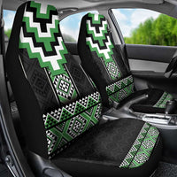 Green Taniko Pattern Aotearoa Car Seat Cover Niho Taniwha Mix Poutama
