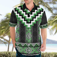 Green Taniko Pattern Aotearoa Hawaiian Shirt Niho Taniwha Mix Poutama LT14 - Polynesian Pride