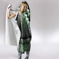 Green Taniko Pattern Aotearoa Hooded Blanket Niho Taniwha Mix Poutama