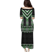 Green Taniko Pattern Aotearoa Puletasi Niho Taniwha Mix Poutama LT14 - Polynesian Pride