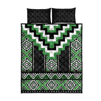 Green Taniko Pattern Aotearoa Quilt Bed Set Niho Taniwha Mix Poutama LT14 - Polynesian Pride