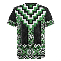 Green Taniko Pattern Aotearoa Rugby Jersey Niho Taniwha Mix Poutama LT14 - Polynesian Pride