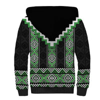 Green Taniko Pattern Aotearoa Sherpa Hoodie Niho Taniwha Mix Poutama LT14 - Polynesian Pride