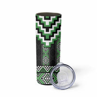 Green Taniko Pattern Aotearoa Skinny Tumbler Niho Taniwha Mix Poutama LT14