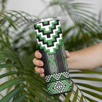 Green Taniko Pattern Aotearoa Skinny Tumbler Niho Taniwha Mix Poutama LT14