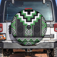 Green Taniko Pattern Aotearoa Spare Tire Cover Niho Taniwha Mix Poutama LT14 Green - Polynesian Pride