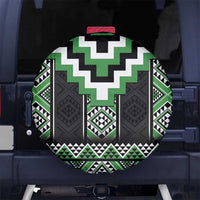 Green Taniko Pattern Aotearoa Spare Tire Cover Niho Taniwha Mix Poutama LT14 - Polynesian Pride