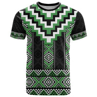 Green Taniko Pattern Aotearoa T Shirt Niho Taniwha Mix Poutama LT14