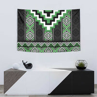 Green Taniko Pattern Aotearoa Tapestry Niho Taniwha Mix Poutama