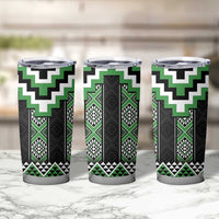 Green Taniko Pattern Aotearoa Tumbler Cup Niho Taniwha Mix Poutama LT14 - Polynesian Pride
