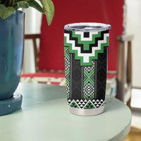 Green Taniko Pattern Aotearoa Tumbler Cup Niho Taniwha Mix Poutama LT14 - Polynesian Pride