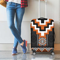 Orange Taniko Pattern Aotearoa Luggage Cover Niho Taniwha Mix Poutama