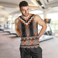 Orange Taniko Pattern Aotearoa Men Tank Top Niho Taniwha Mix Poutama LT14 Orange - Polynesian Pride
