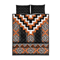 Orange Taniko Pattern Aotearoa Quilt Bed Set Niho Taniwha Mix Poutama LT14 - Polynesian Pride