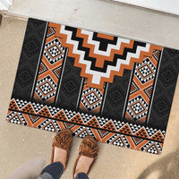 Orange Taniko Pattern Aotearoa Rubber Doormat Niho Taniwha Mix Poutama