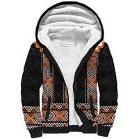 Orange Taniko Pattern Aotearoa Sherpa Hoodie Niho Taniwha Mix Poutama LT14 Unisex Orange - Polynesian Pride
