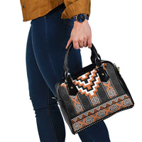 Orange Taniko Pattern Aotearoa Shoulder Handbag Niho Taniwha Mix Poutama