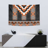 Orange Taniko Pattern Aotearoa Tapestry Niho Taniwha Mix Poutama