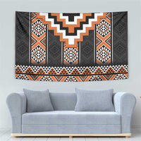 Orange Taniko Pattern Aotearoa Tapestry Niho Taniwha Mix Poutama