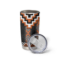 Orange Taniko Pattern Aotearoa Tumbler Cup Niho Taniwha Mix Poutama LT14 - Polynesian Pride