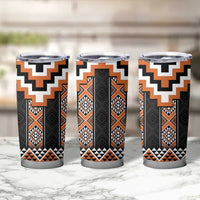 Orange Taniko Pattern Aotearoa Tumbler Cup Niho Taniwha Mix Poutama LT14 - Polynesian Pride