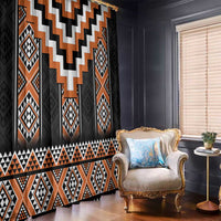 Orange Taniko Pattern Aotearoa Window Curtain Niho Taniwha Mix Poutama LT14 - Polynesian Pride