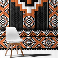 Orange Taniko Pattern Aotearoa Window Curtain Niho Taniwha Mix Poutama LT14 - Polynesian Pride