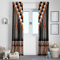 Orange Taniko Pattern Aotearoa Window Curtain Niho Taniwha Mix Poutama LT14 - Polynesian Pride