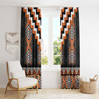 Orange Taniko Pattern Aotearoa Window Curtain Niho Taniwha Mix Poutama LT14 - Polynesian Pride