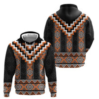 Orange Taniko Pattern Aotearoa Zip Hoodie Niho Taniwha Mix Poutama LT14
