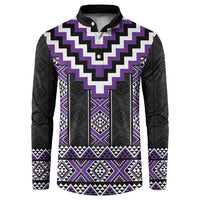 Purple Taniko Pattern Aotearoa Button Sweatshirt Niho Taniwha Mix Poutama LT14 Purple - Polynesian Pride