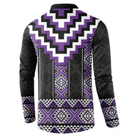 Purple Taniko Pattern Aotearoa Button Sweatshirt Niho Taniwha Mix Poutama LT14 - Polynesian Pride