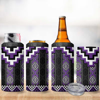 Purple Taniko Pattern Aotearoa 4 in 1 Can Cooler Tumbler Niho Taniwha Mix Poutama LT14 - Polynesian Pride