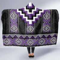 Purple Taniko Pattern Aotearoa Hooded Blanket Niho Taniwha Mix Poutama LT14 One Size Purple - Polynesian Pride