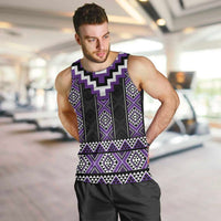 Purple Taniko Pattern Aotearoa Men Tank Top Niho Taniwha Mix Poutama LT14 Purple - Polynesian Pride